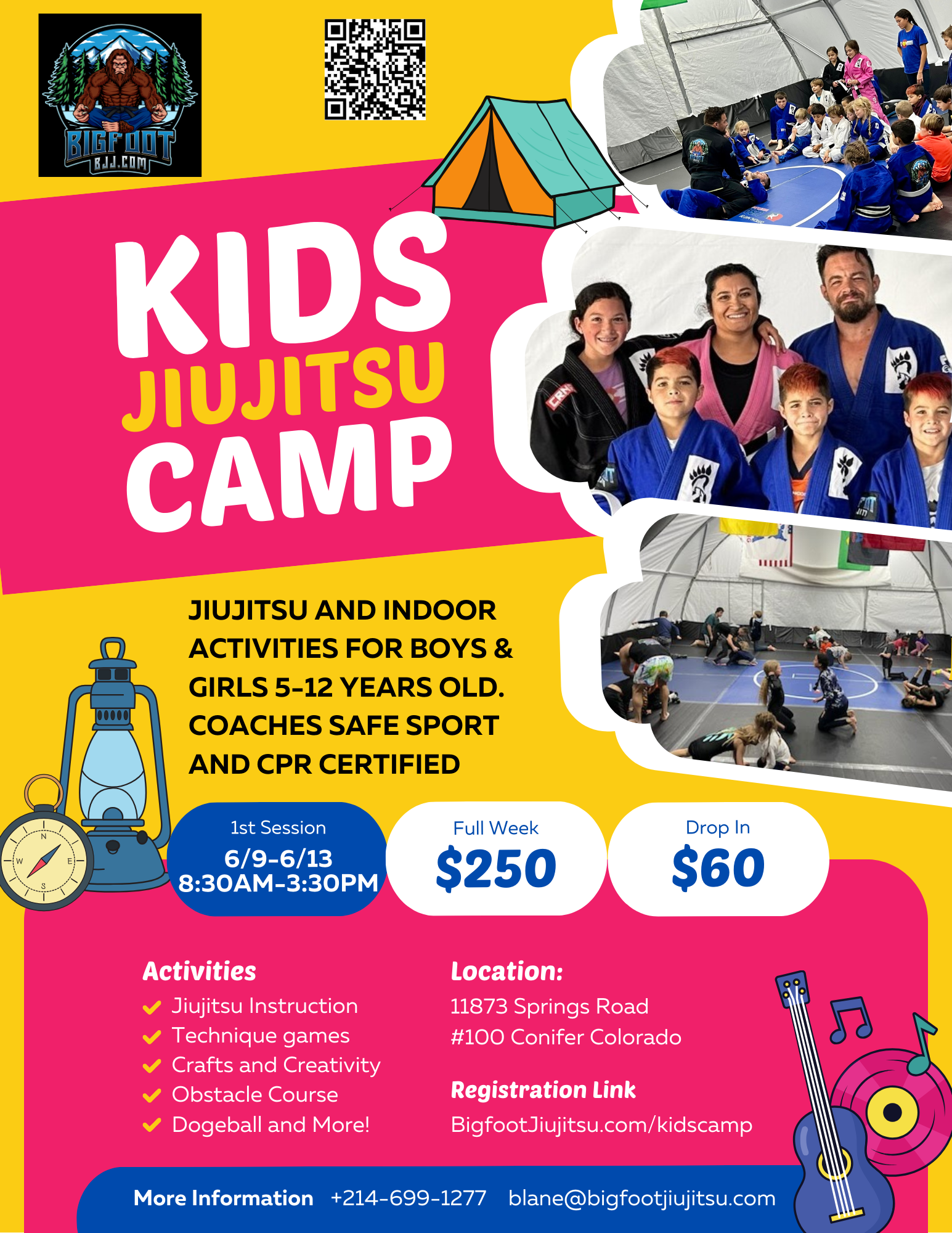 Yellow Pink Playful And Colorful Kids Summer Camp Flyer
